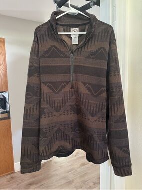 Cinch Men's Brown & Dark Brown Zip Sweater Pullover